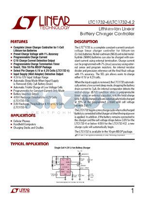 LTC1732-4 datasheet - Lithium-Ion Linear Battery Charger Controller