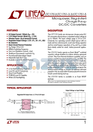 LTC1751-3.3 datasheet - Micropower, Regulated Charge Pump DC/DC Converters