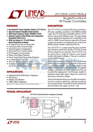 LTC1757A-1EMS8 datasheet - Single/Dual Band RF Power Controllers