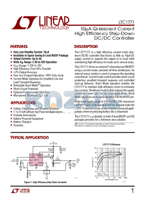 LTC1771 datasheet - 10mA Quiescent Current High Efficiency Step-Down DC/DC Controller