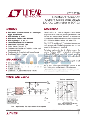 LTC1772BIS6 datasheet - Constant Frequency Current Mode Step-Down DC/DC Controller in SOT-23