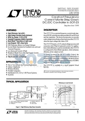 LTC1772CS6 datasheet - Constant Frequency Current Mode Step-Down DC/DC Controller in SOT-23
