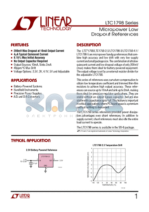 LTC1798CS8-3 datasheet - Micropower Low Dropout References