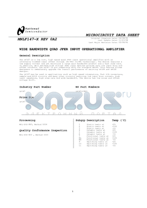 LF147 datasheet - WIDE BANDWIDTH QUAD JFER INPUT OPERATIONAL AMPLIFIER