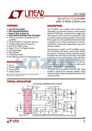 LTC1840 datasheet - Dual Fan Controller with 2-Wire Interface