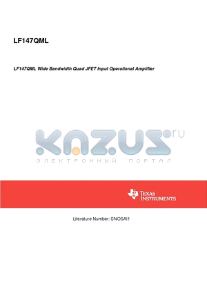 LF147J-SMD datasheet - LF147QML Wide Bandwidth Quad JFET Input Operational Amplifier