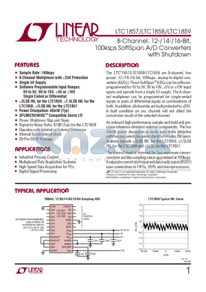 LTC1858IG datasheet - 8-Channel, 12-/14-/16-Bit, 100ksps SoftSpan A/D Converters with Shutdown