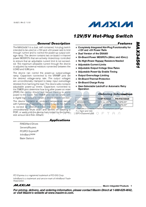 MAX34561 datasheet - 12V/5V Hot-Plug Switch