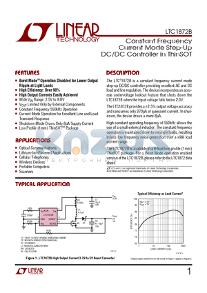 LTC1872B datasheet - Constant Frequency Current Mode Step-Up DC/DC Controller in ThinSOT