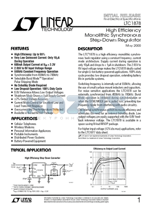 LTC1878 datasheet - High Efficiency Monolithic Synchronous Step-Down Regulator