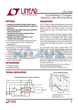 LTC1960 datasheet - Dual Battery Charger/Selector with SPI Interface