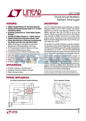LTC1960 datasheet - Dual Smart Battery System Manager Available in 48-Lead TSSOP Package