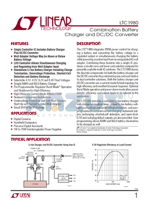LTC1980EGN datasheet - Combination Battery Charger and DC/DC Converter