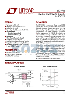 LTC1986ES6 datasheet - 3V/5V SIM Power Supply in SOT-23