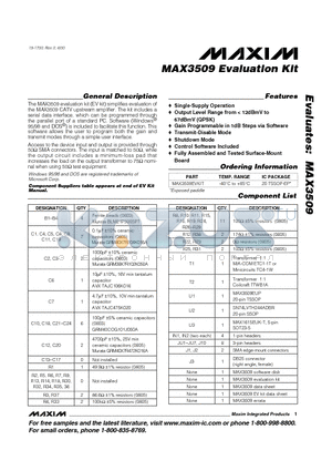 MAX3509EVKIT datasheet - Evaluation Kit