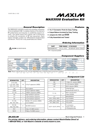 MAX3558EVKIT datasheet - Evaluation Kit