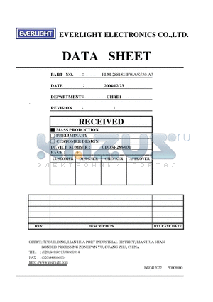 ELM-2881SURWA-S530-A3 datasheet - 2.3 inch 8*8 Dot Matrix Displays