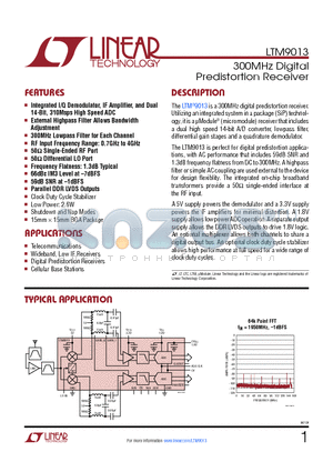 LTC2152-14 datasheet - 300MHz Digital Predistortion Receiver