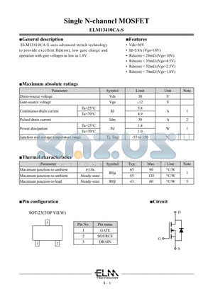 ELM13410CA-S datasheet - Single N-channel MOSFET