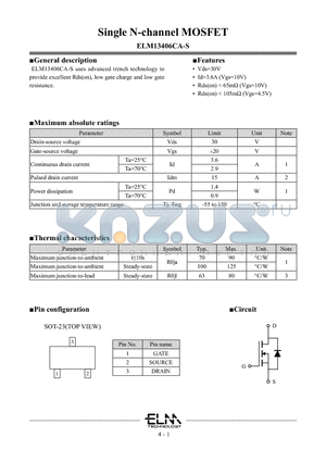 ELM13406CA-S datasheet - Single N-channel MOSFET