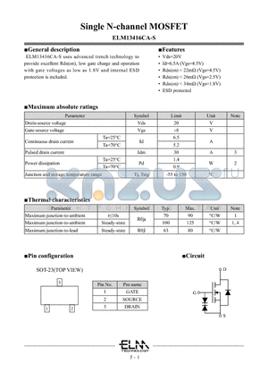 ELM13416CA-S_1 datasheet - Single N-channel MOSFET