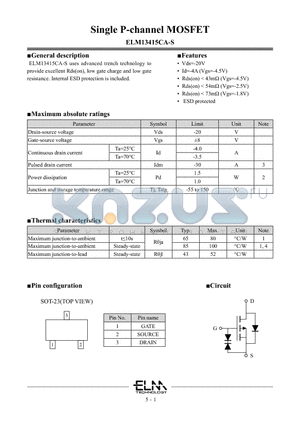 ELM13415CA-S_1 datasheet - Single P-channel MOSFET