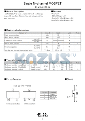 ELM13422CA-S datasheet - Single N-channel MOSFET