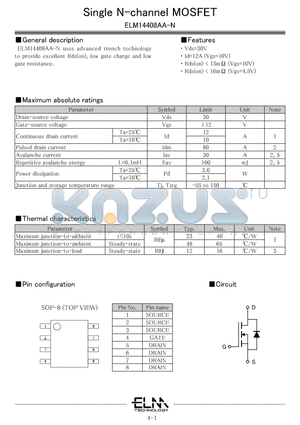 ELM14408AA-N datasheet - Single N-channel MOSFET