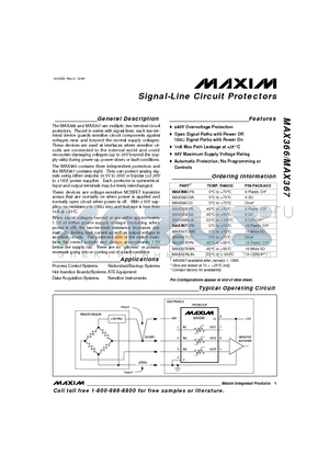 MAX366 datasheet - Signal-Line Circuit Protectors
