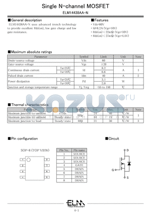 ELM14438AA-N datasheet - Single N-channel MOSFET