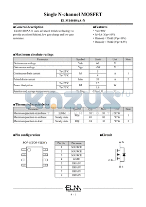 ELM14440AA-N datasheet - Single N-channel MOSFET