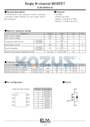 ELM14444AA-N datasheet - Single N-channel MOSFET