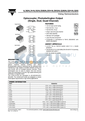 ILD31 datasheet - Optocoupler, Photodarlington Output