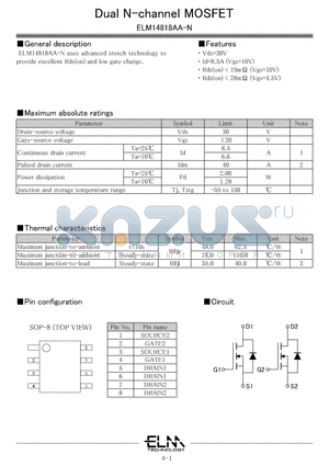 ELM14818AA-N datasheet - Dual N-channel MOSFET