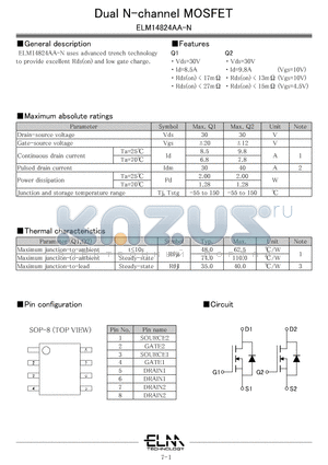 ELM14824AA-N datasheet - Dual N-channel MOSFET