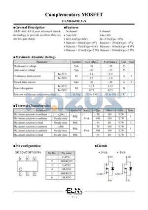 ELM16601EA-S datasheet - Complementary MOSFET