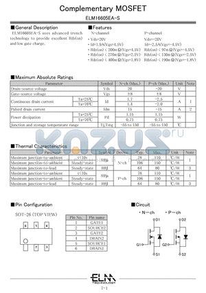 ELM16605EA-S datasheet - Complementary MOSFET