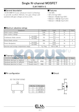 ELM17400FA-S datasheet - Single N-channel MOSFET