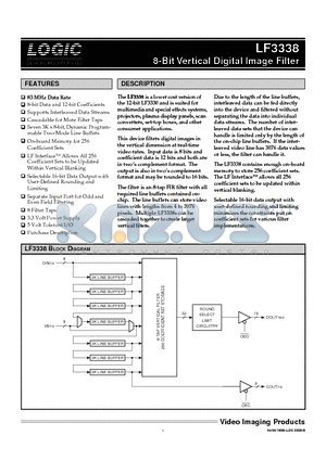 LF3338QC12 datasheet - 8-Bit Vertical Digital Image Filter