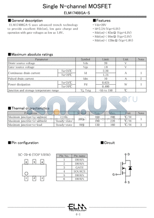 ELM17408GA-S datasheet - Single N-channel MOSFET