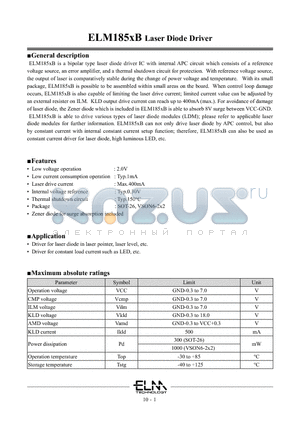 ELM185GB-S datasheet - ELM185xB Laser Diode Driver