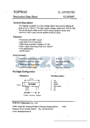 ELM2007 datasheet - EL INVERTER