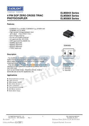 ELM3043 datasheet - 4 PIN SOP ZERO CROSS TRIAC