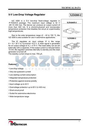 ILE4260-2 datasheet - 5-V Low-Drop Voltage Regulator