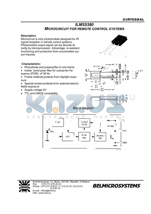 ILMS5380 datasheet - MICROCIRCUIT FOR REMOTE CONTROL SYSTEMS