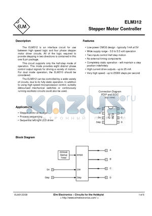 ELM312P datasheet - STEPPER MOTOR CONTROLLER