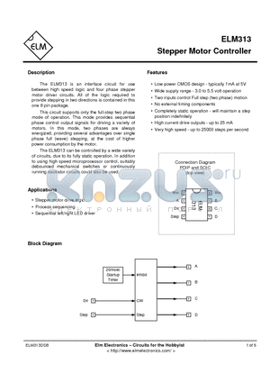 ELM313 datasheet - STEPPER MOTOR CONTROLLER