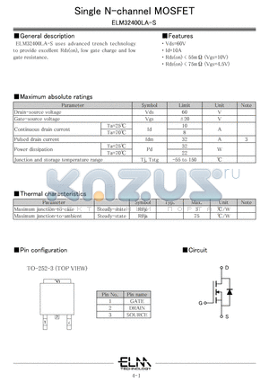 ELM32400LA-S datasheet - Single N-channel MOSFET