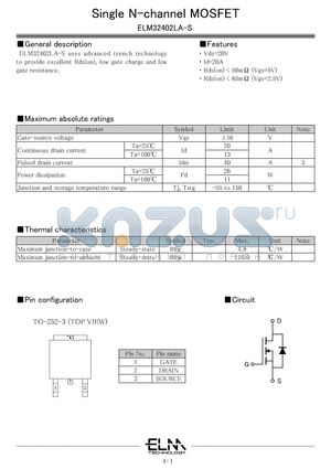 ELM32402LA-S datasheet - Single N-channel MOSFET