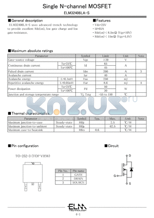 ELM32406LA-S datasheet - Single N-channel MOSFET